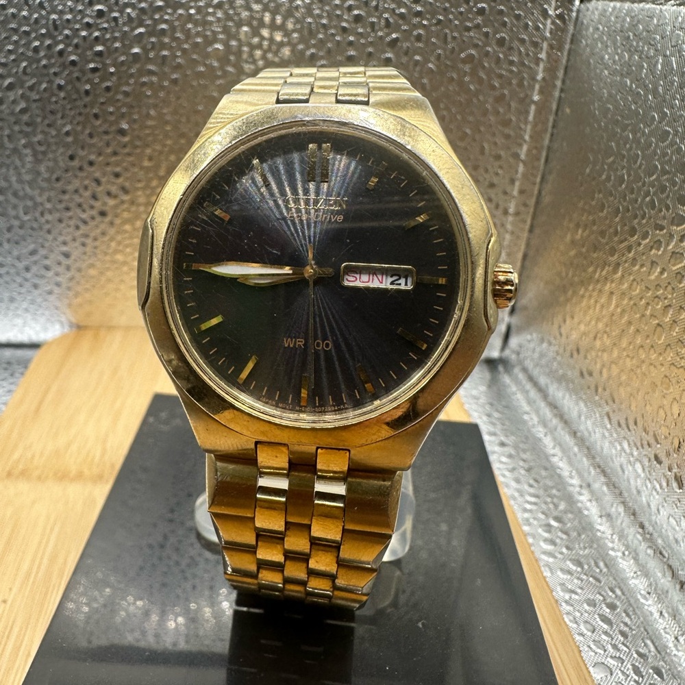 Men Citizen Watch Eco-Drive 42mm Gold Tone Stainless Steel Used